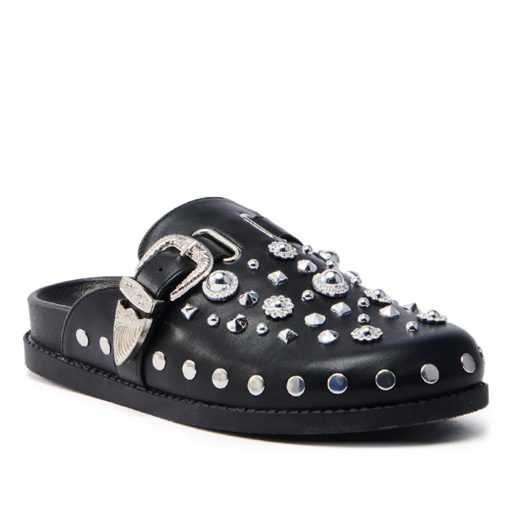 New Azalea Wang Mauldin Studded Western Clogs Flats